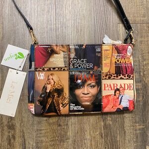 Le Miel Vegan Clutch Purse Magazine Cover Print Michelle Obama Barack Obama NWT